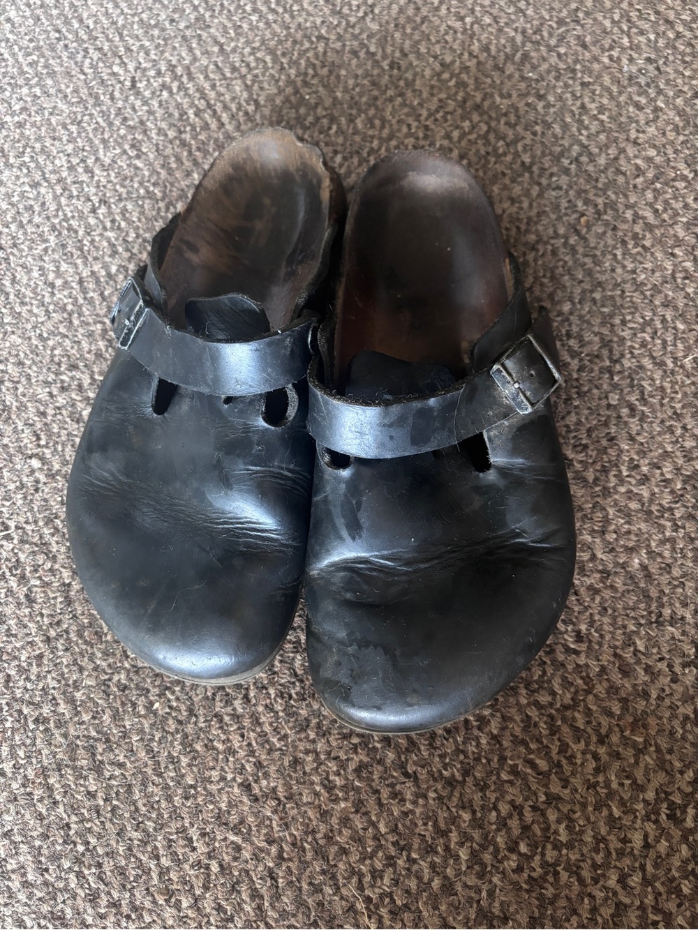 Birkenstock Black Leather Women's Slip-On Clogs with Buckle Strap